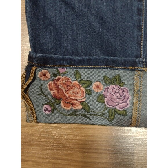 STITCH STAR JEANS Women's 14 Embroidered Floral Boho Cropped 34x24 - Picture 3 of 10